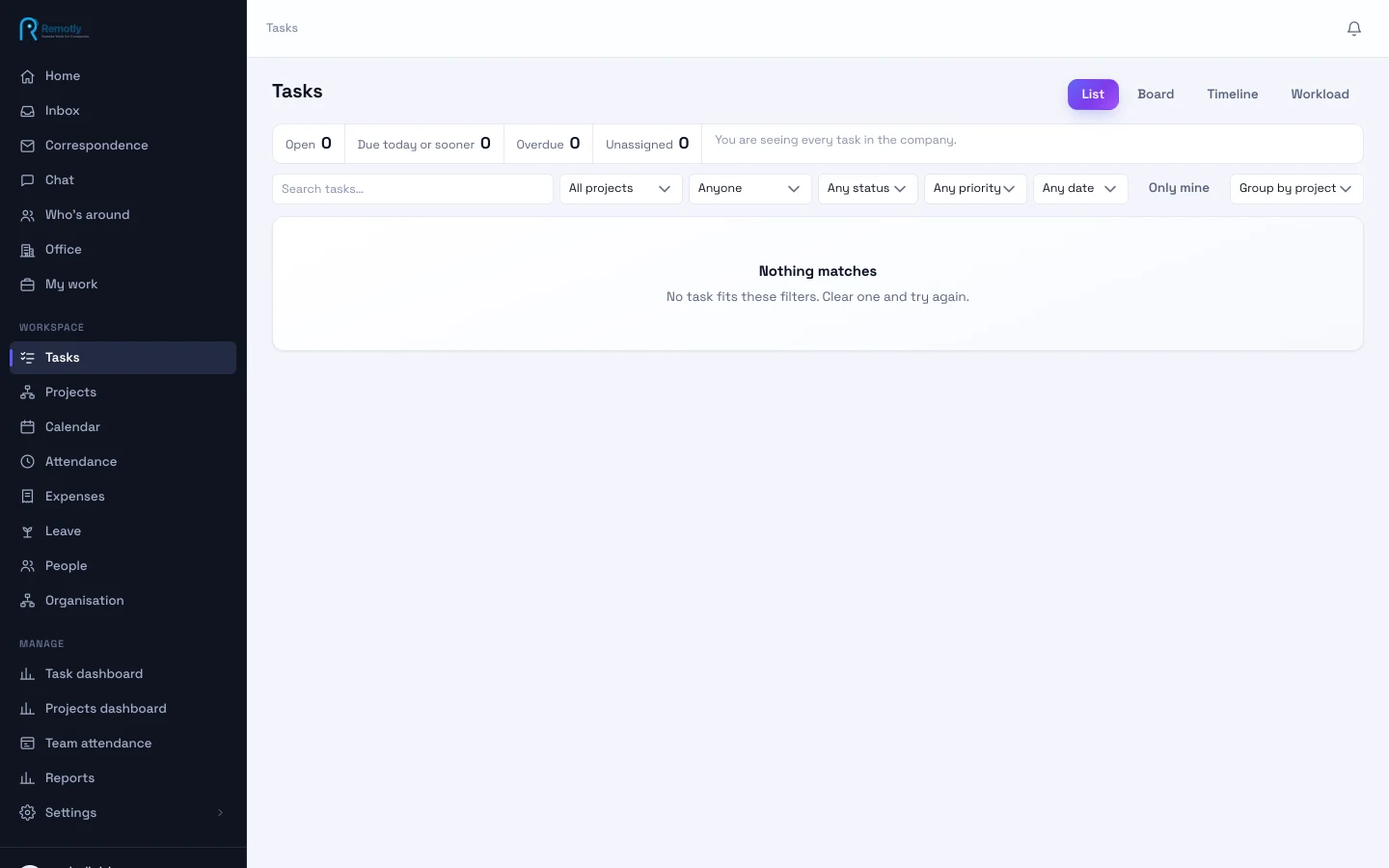 Projects and tasks, in the same system as the people